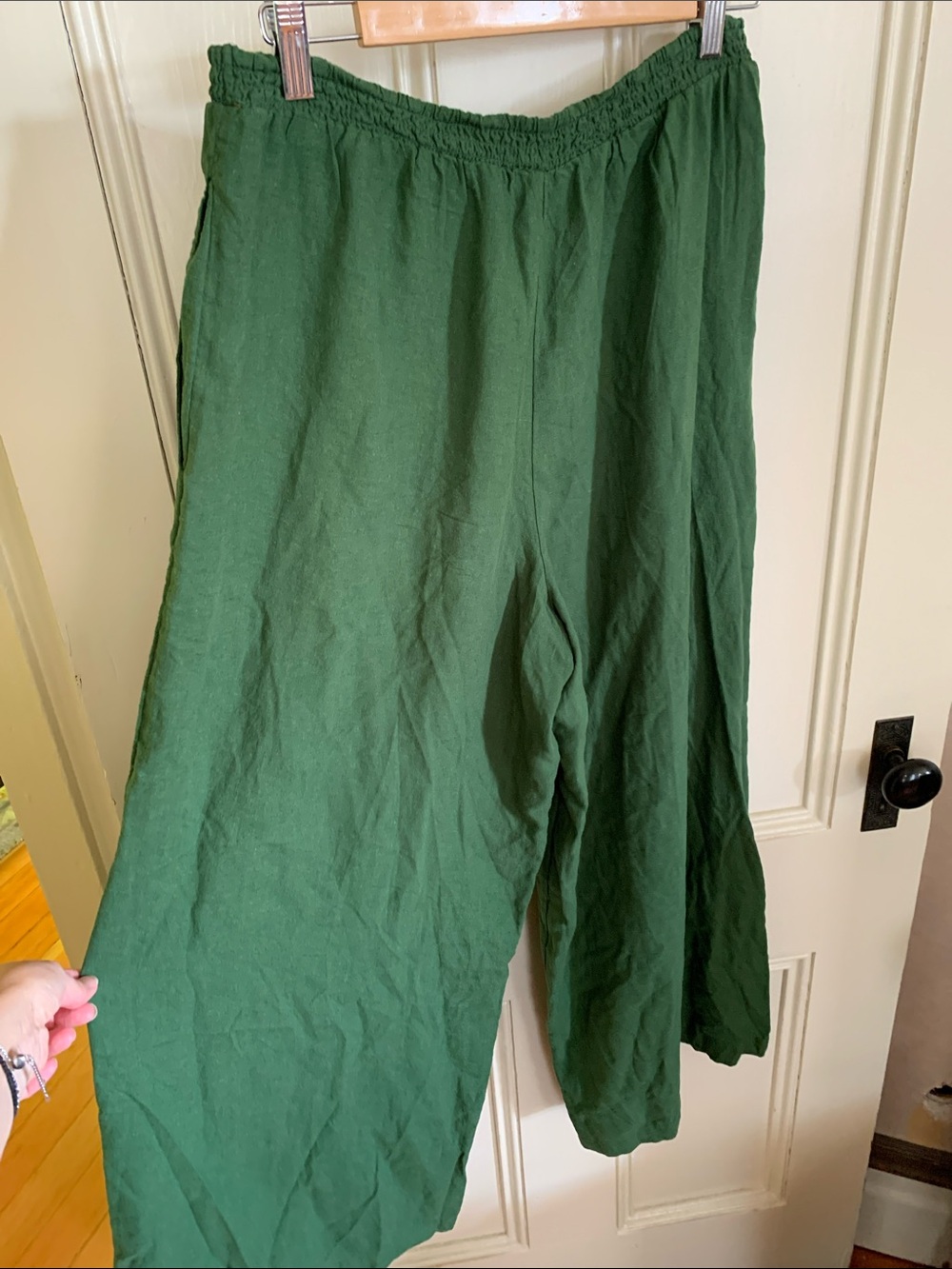 Celandine Linen blend Wide Leg Elastic Waist women’s Pants - Green Sz M - Picture 3 of 6